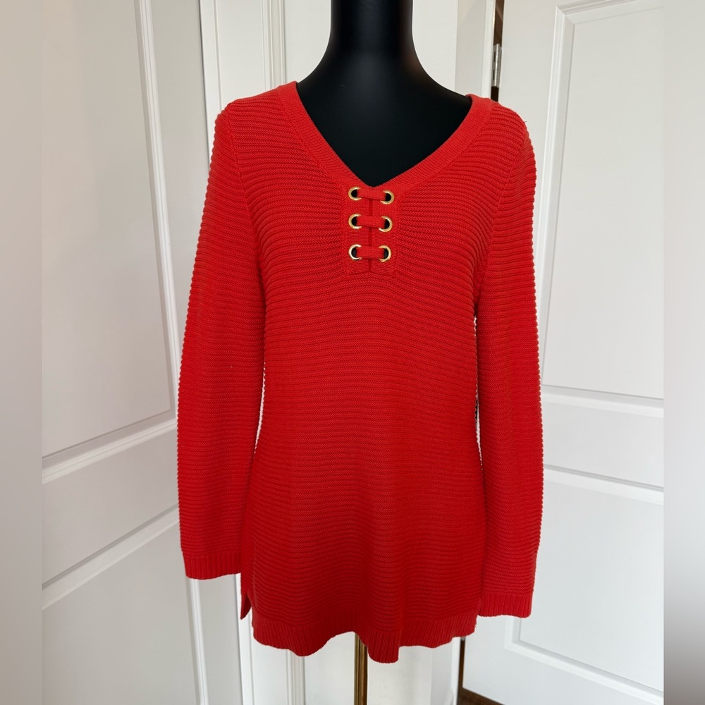 Charter Club Orange Sweater with Gold Details‎ Medium
